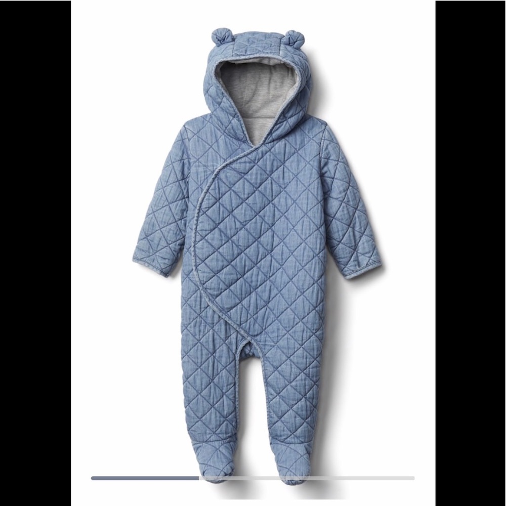 GAP Baby Quilted Chambray Bear One-Piece